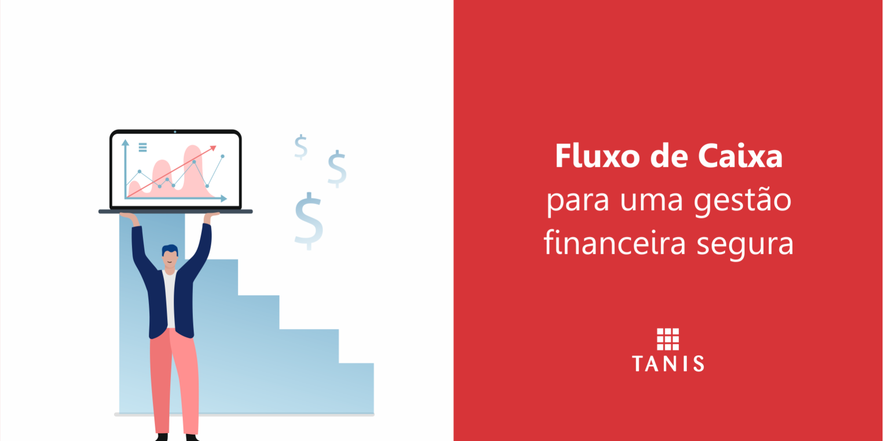 ilustração de um homem apontando o fluxo de caixa positivo - erp mercantis